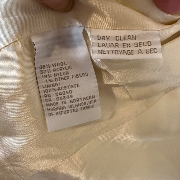 VTG Jones New York Timeless Wool Blend Cream Textured Blazer Jacket W Sz 12 NWT - Picture 10 of 11
